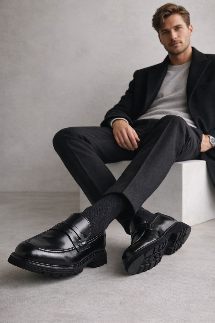 Erkek Siyah Deri Klasik Loafer