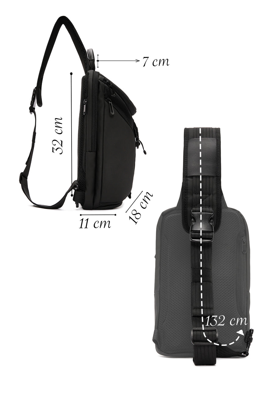 D-Pack Men's Black Long Strap Shoulder Bag