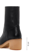 Women's Black Leather Zippered Heeled Boots | Derimod