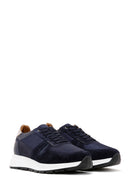 Men's Navy Blue Leather Sneaker | Derimod