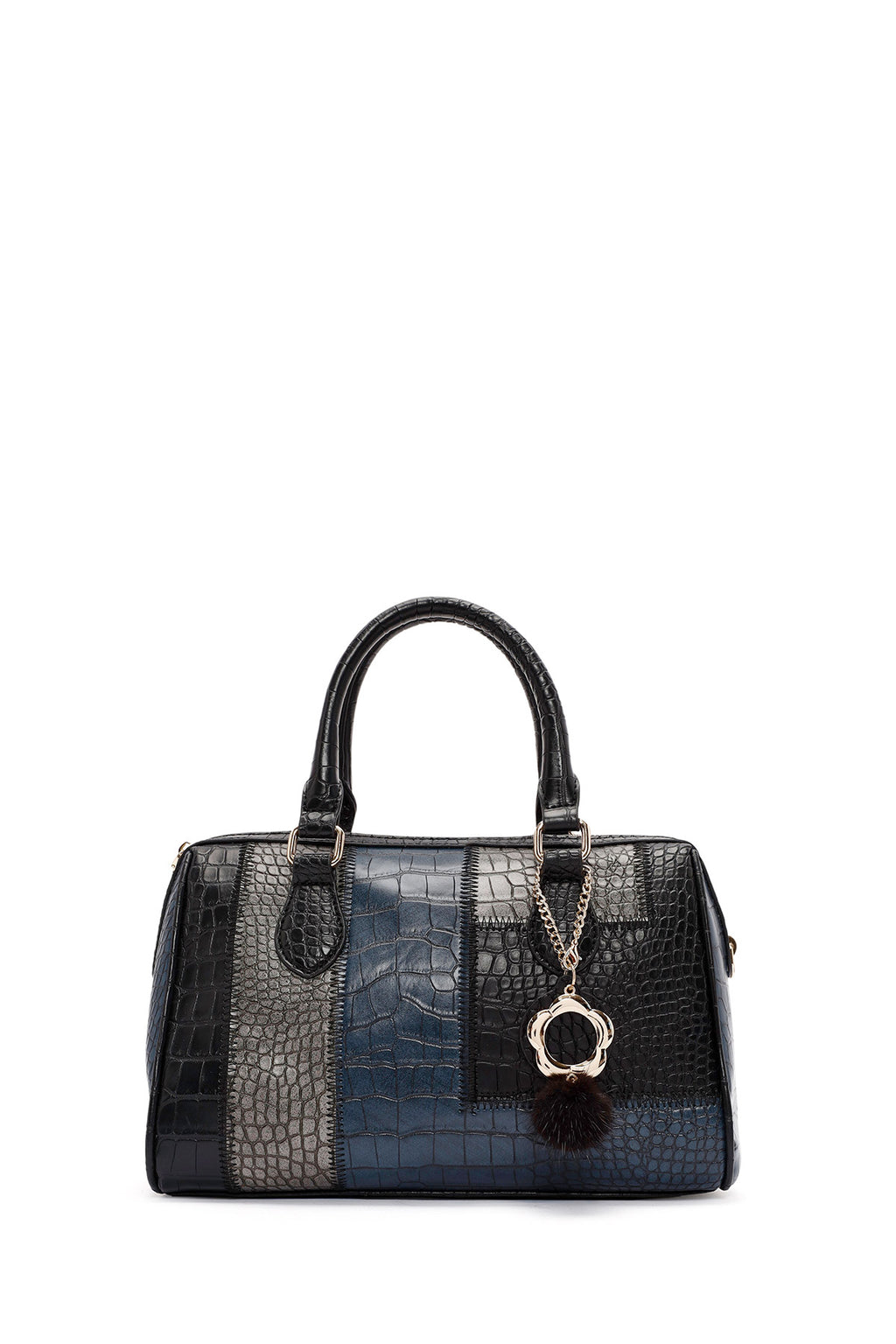 Kadın Siyah Uzun Askılı Aksesuar Detaylı Kol Çantası