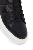 Men's Black Lace-up Thick-Sole Leather Sneaker | Derimod