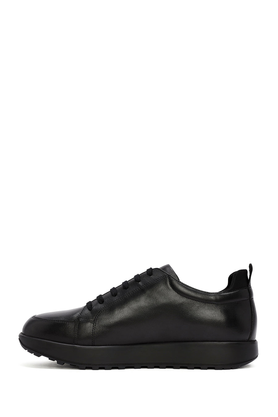 Men's Black Lace-Up Leather Sneakers