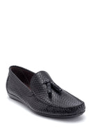 Men's Crocodile Leather Tassel Loafer | Derimod