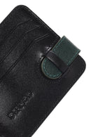 Men's Black Green Leather Card Holder | Derimod