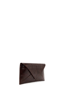 Woman Brown Croc-Pattern Clutch Bag | Derimod