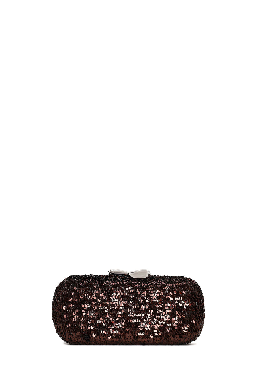 Woman Bronze Sequin Mini Box Evening Bag with Chain Strap