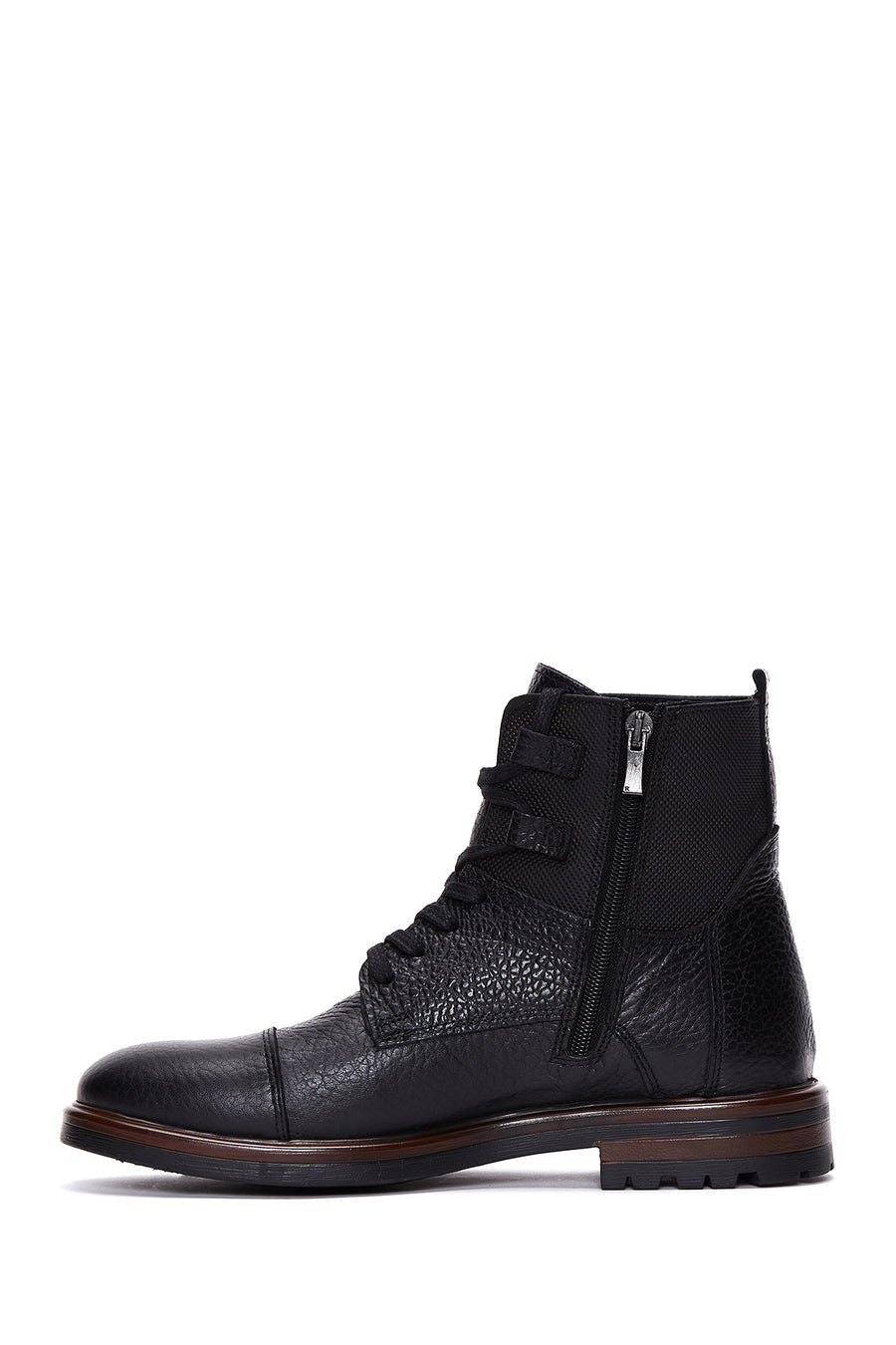 Men's Black Leather Zippered Boots
