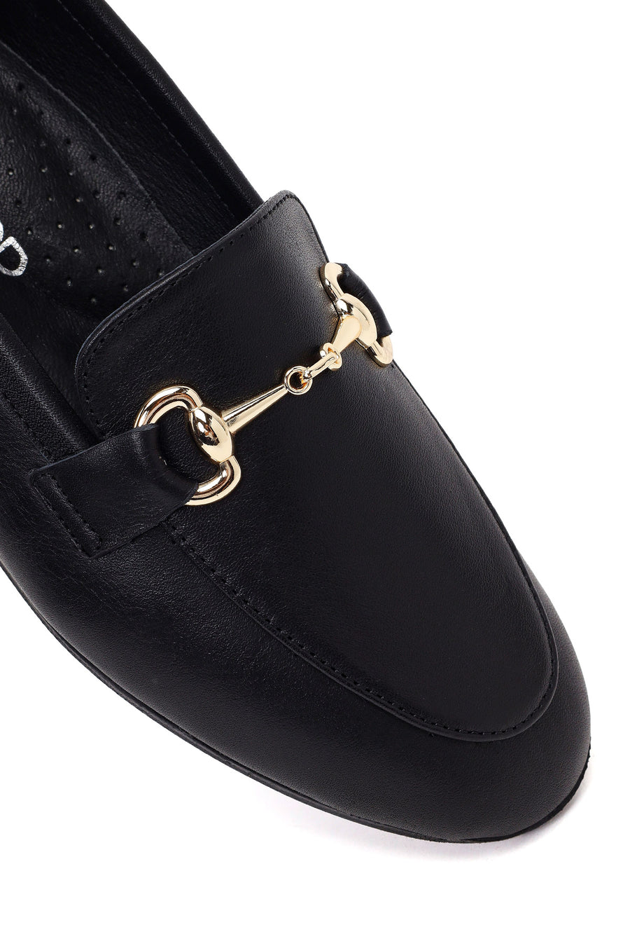 Kadın Siyah Tokalı Deri Klasik Loafer