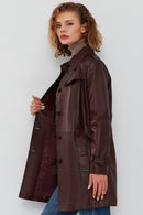 Scarlet Women's Brown Leather Trench Coat | Derimod