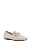 Women's Cream Leather Masculine Loafer | Derimod