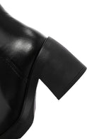 Women's Black Thick Heeled Zippered Casual Leather Boots | Derimod