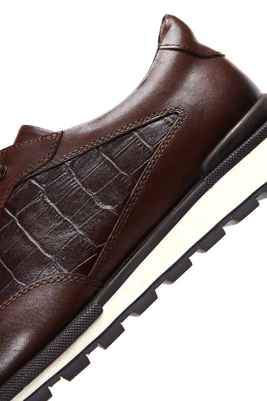 Erkek Kahverengi Deri Desenli Sneaker