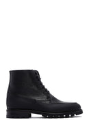 Men's Black Leather Zippered Casual Boots | Derimod