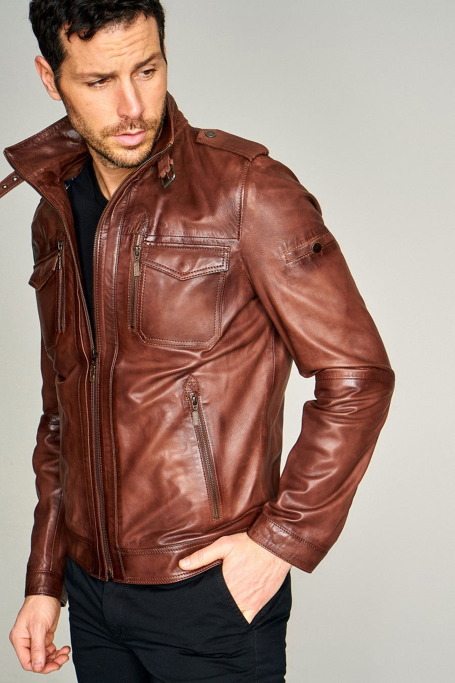PHILIP MEN'S LEATHER JACKET
