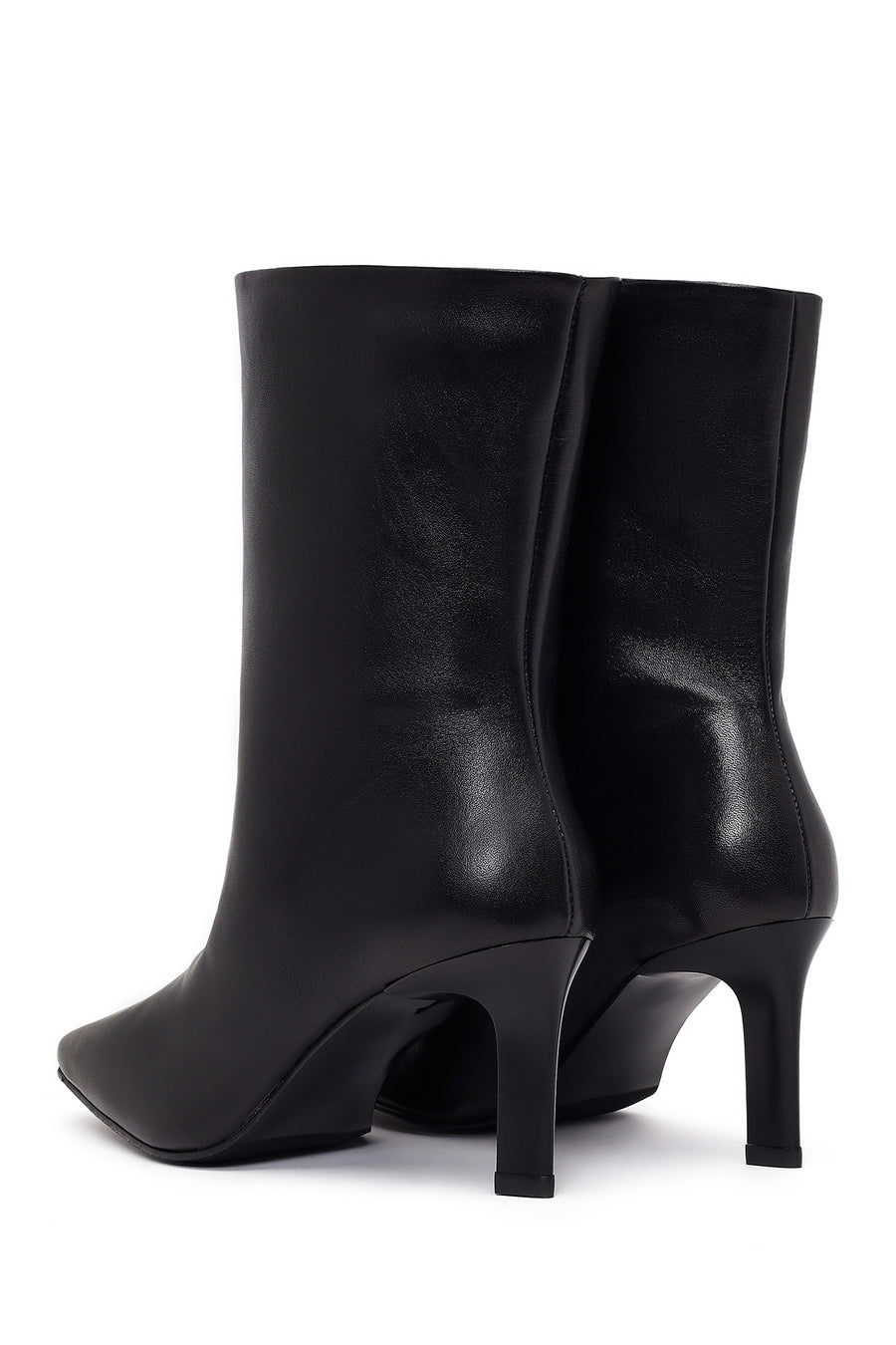 Woman Black Thin High-Heeled Leather Boots
