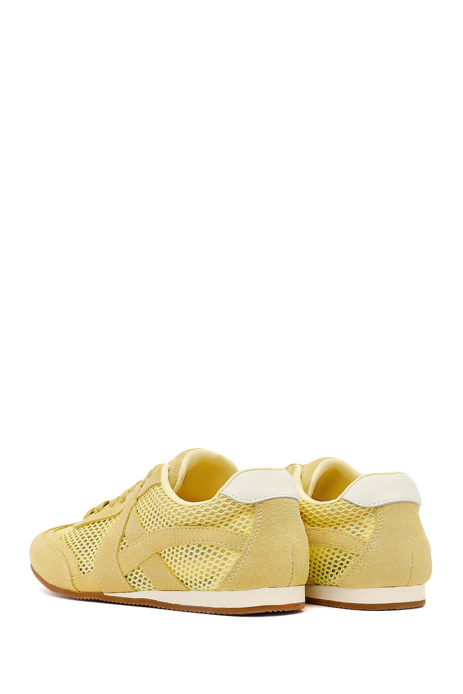 Women's Yellow Lace-up Suede Leather Sneaker