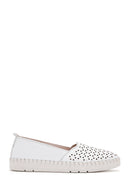 Women's White Leather Comfort Loafer | Derimod