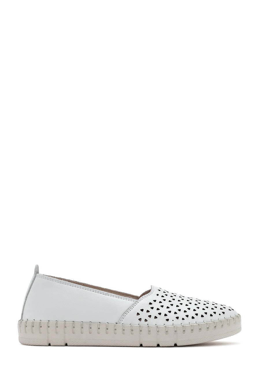 Women's White Leather Comfort Loafer 25SFD500418 | Derimod