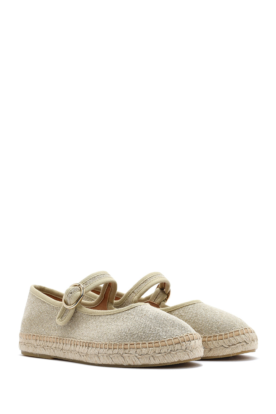 Women's Cream Buckled Fabric Espadrilles