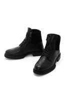 Men's Black Leather Zippered Casual Boots | Derimod