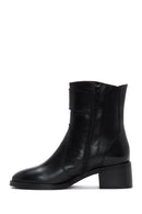 Women's Black Buckle Heeled Leather Classic Boots | Derimod