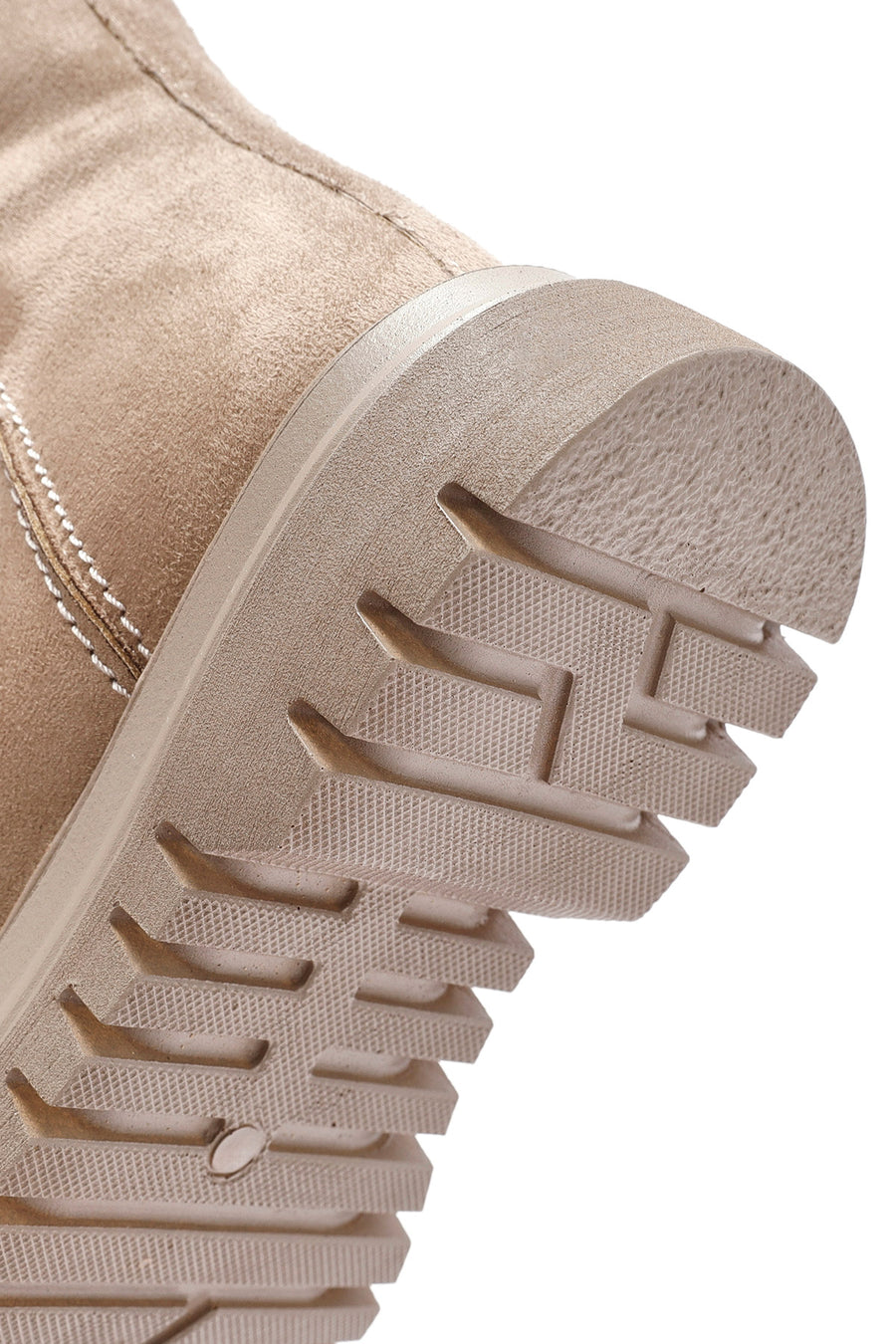 Women's Beige Zippered Suede Boots