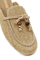 Women's Beige Tasseled Straw Slippers | Derimod