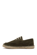 Men's Khaki Suede Leather Espadrille | Derimod