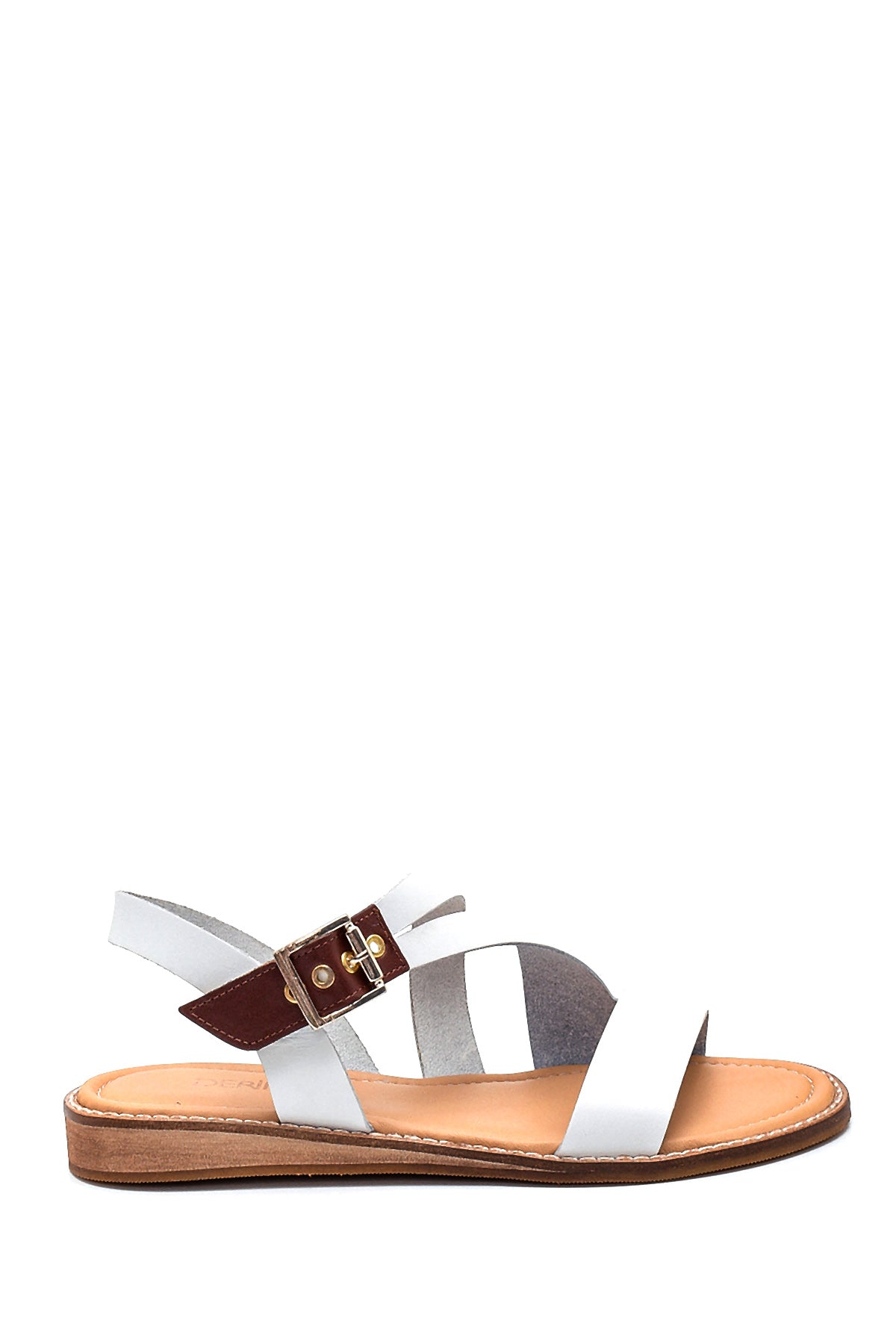 Women's White Leather Bodrum Sandals 21SFD301318 | Derimod