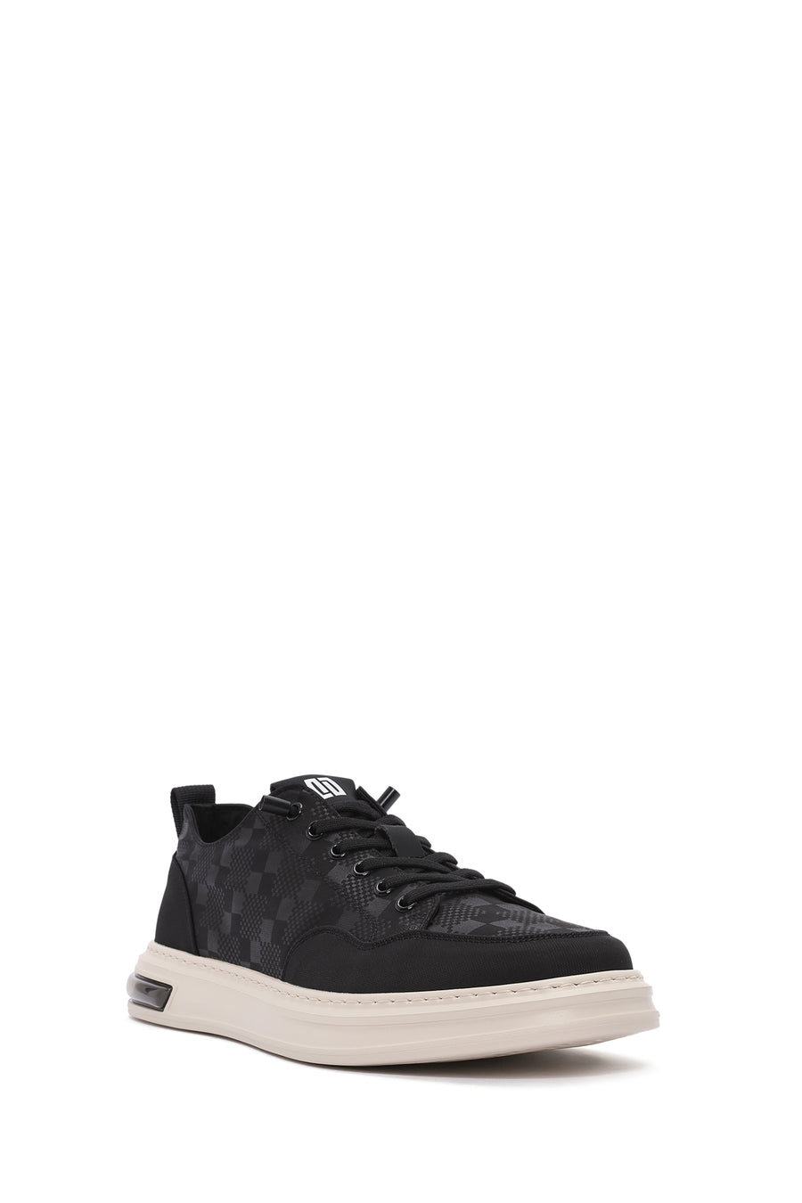 Male Black Lace-Up Patterned Fabric Sneaker