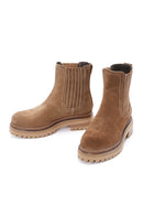 Women's Tan Suede Leather Chelsea Boots | Derimod
