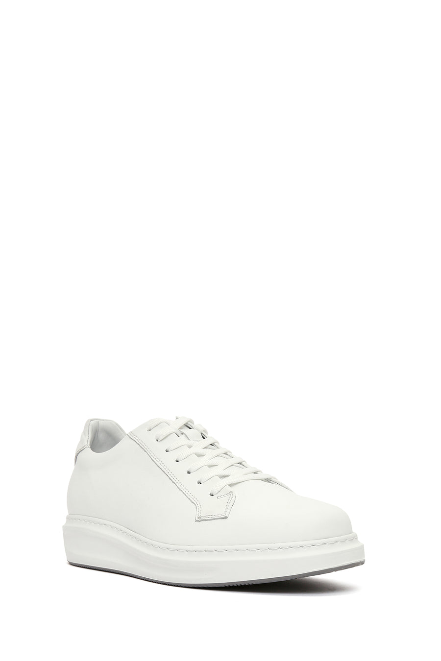Erkek Beyaz Bağcıklı Deri Sneaker
