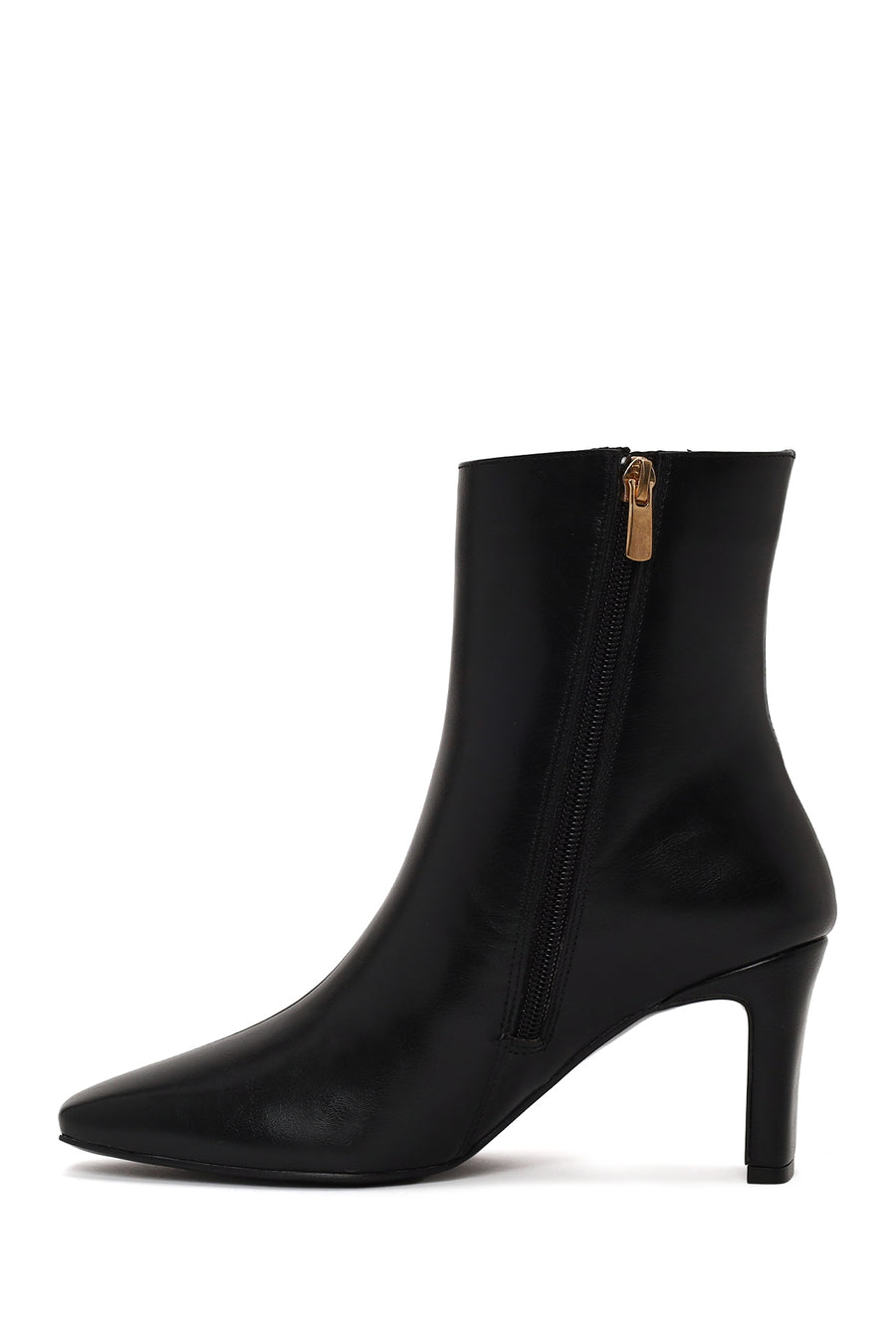 Woman Black Zip Closure Heeled Boots