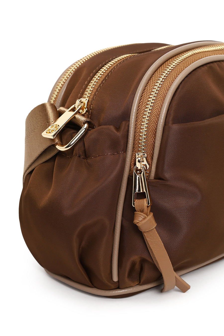 Woman Brown Fabric Crossbody Bag