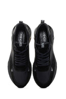 Men's Black Lace-up Thick-Sole Leather Sneaker | Derimod