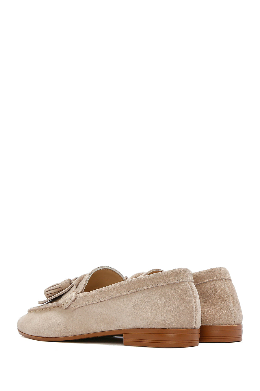 Women's Beige Suede Leather Masculine Loafer