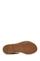 Women's Beige Leather Ankle Buckle Sandals | Derimod