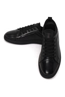 Erkek Siyah Bağcıklı Deri Sneaker | Derimod