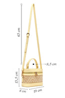 Women's Yellow Long Strap Patterned Mini Box Crossbody Bag | Derimod