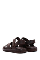 Men's Brown Nubuck Leather Sandals | Derimod