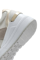 Kadın Bej Dolgu Topuklu Yandan Fermuarlı Deri Sneaker | Derimod