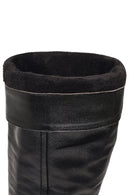 Woman Black Zip Closure Chunky Heeled Leather Boots | Derimod