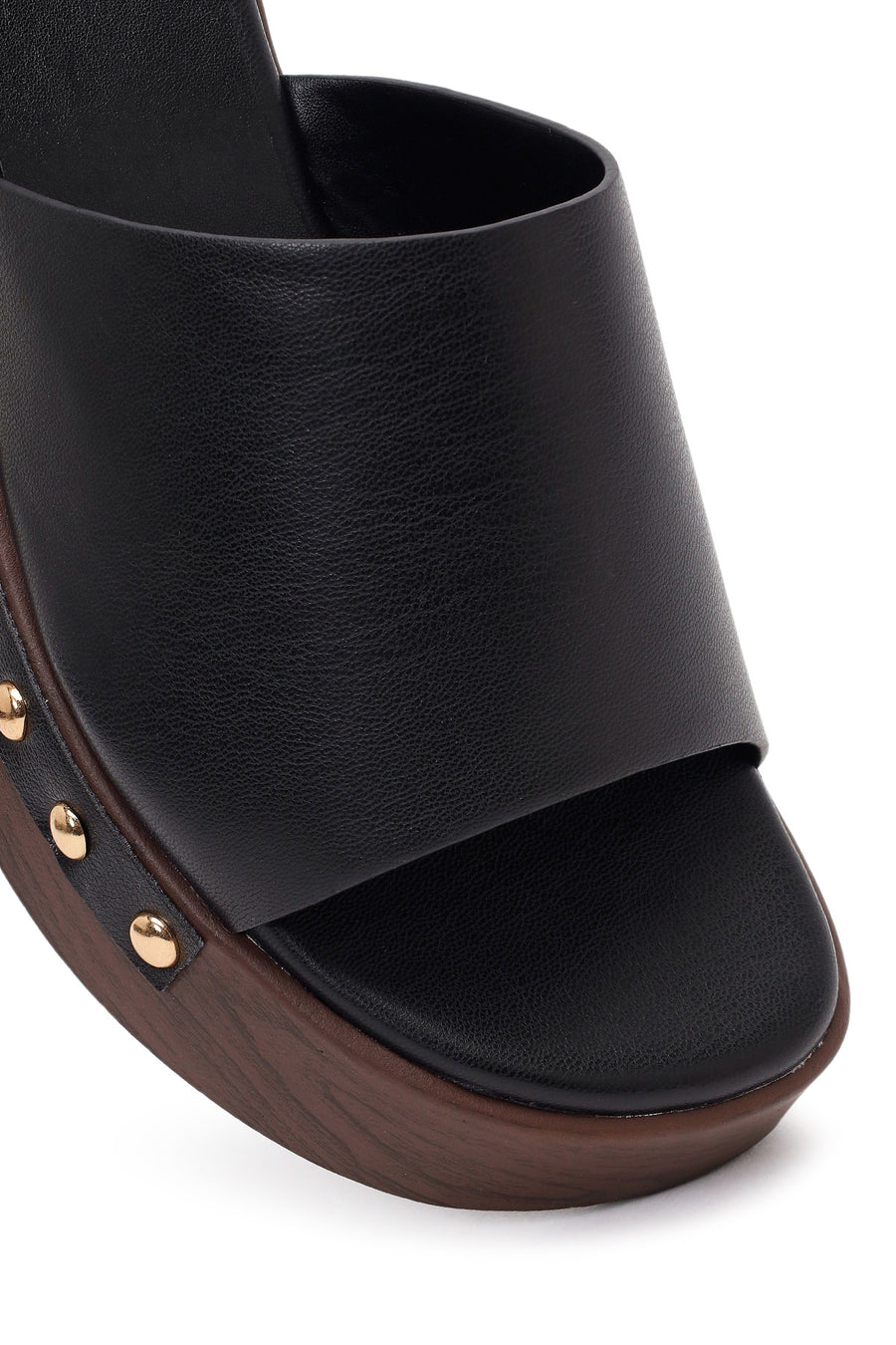 Women's Black Wedge Heeled Slippers