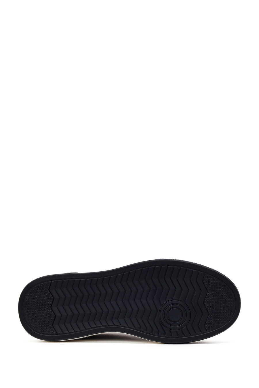 Erkek Siyah Bağcıklı Kalın Tabanlı Deri Sneaker