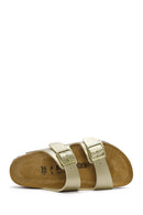 Birkenstock Women's Gold Arizona Bf Double Buckle Slippers | Derimod