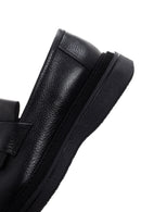 Men's Black Leather Tassel Loafer | Derimod