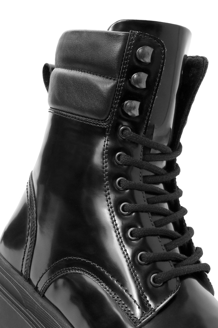 Men's Black Zippered Leather Combat Boots