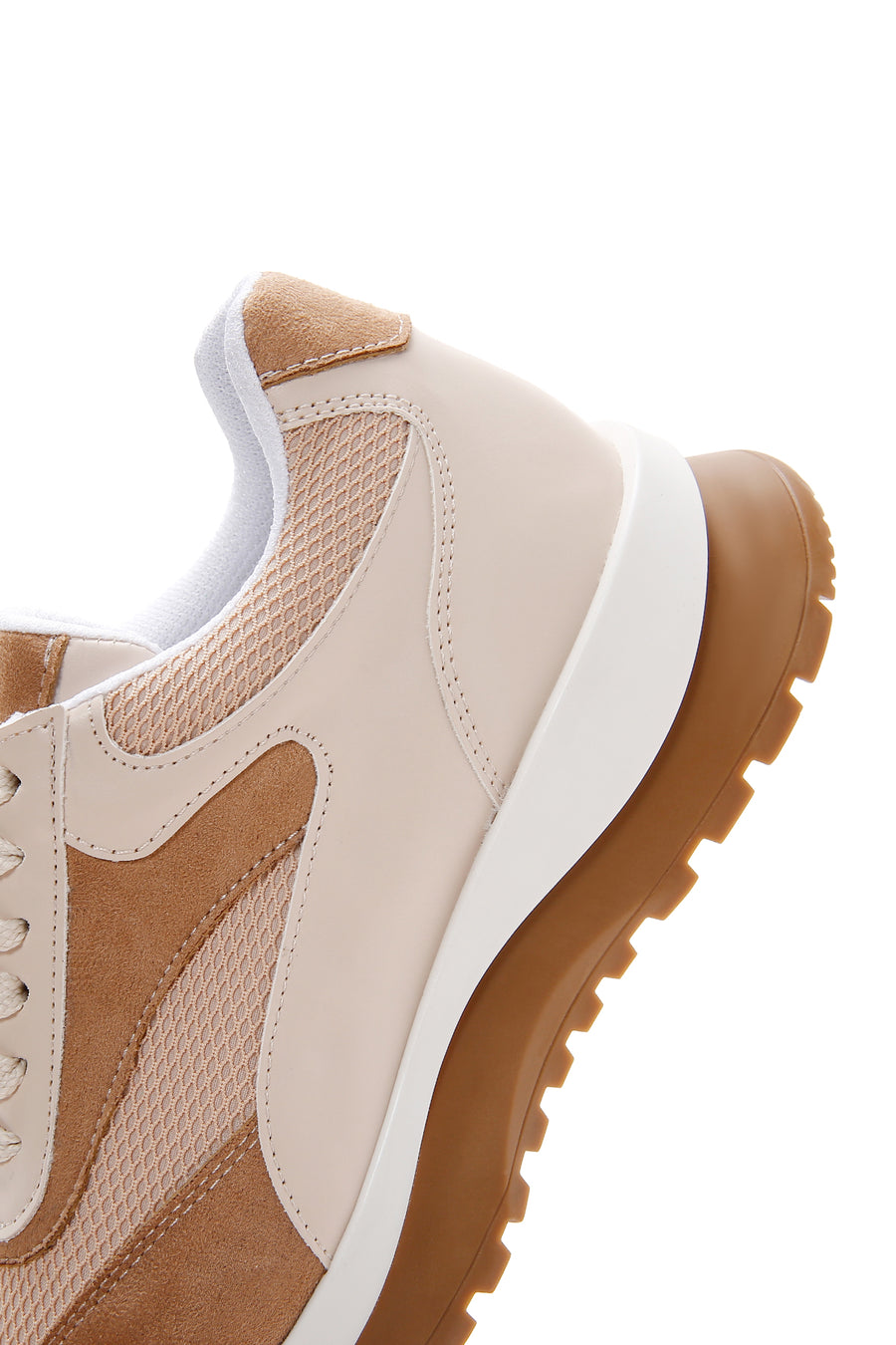Kadın Bej Süet Detaylı Sneaker