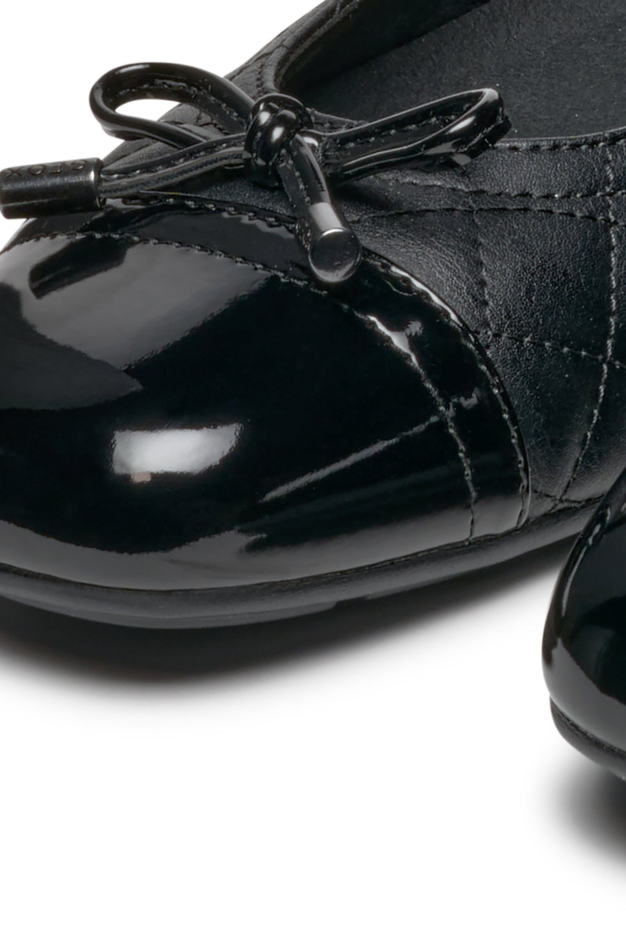 Geox Women's Black Annytah Quilted Patterned Leather Ballerina
